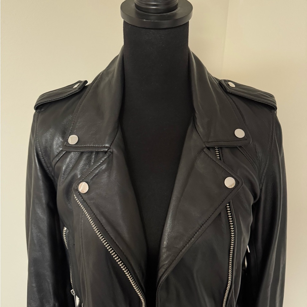 Zara Black Real Leather Biker Jacket - Picture 4 of 7